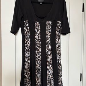 Black Brown and White Patterned Women's Dress